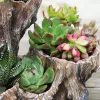 Kits de resina vaso de flores simulação criativa madeira verde planta vaso pequeno desktop decoração para casa ao ar livre jardim artesanato