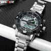 Weide Digital Display Mens Sport Hours Luxury Business Military Stainless Strap Quartz wristwatch Clock lelogio masculino314v