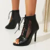 Schoenen sexy 2023 Nieuwe peep teen laarzen Stilettos Jazz Dance Ladies schoenen voor Latin Dancing Outdoor Sexy Stilettos Booties Plus Size