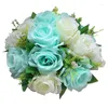 Fleurs décoratives 15 têtes artificielles fausses boules de fleurs en plastique bouquet de roses avec base pour support de pièce maîtresse de mariage décoration de la maison