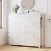 Chambre de commode en direct 11 commodes coffres de tiroirs avec poches latérales, crochets, tiroir de rangement en tissu, cadre en acier, haut en bois, unité d'organisateur et tirer