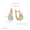 Boucles d'oreilles lustre pendantes Gkins luxe vert naturel Zircon pour femmes 585 couleur or Rose rétro fête bijoux fins cadeau livraison directe Otnex