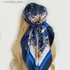 Bandanas Durag Luxury Brand Silk Satin Square Scarf Women Hijab Bandana Shawl Wrap Ladies Headband Neckerchief Foulard 90 cm Y240325