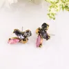 Boucles d'oreilles LUBOV Mini noir rose cristal pierre incrustée couleur or métal Piercing élégant femmes bijoux de fête