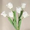 Fleurs décoratives de luxe 3D perroquet tulipe branche vraie touche artificielle pour salon décor simulé fête faveurs tulipes blanches