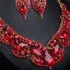 Exaggerated Ruby Clavicle Necklace and Earring for Women Set Fashion Bridal Wedding Jewelry Gemstone Fashion Accessories 240315