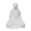 Statuette decorative Mini statua di Buddha in ceramica bianca Monaco in meditazione Decorazione per la casa in stile Zen Accessori per paesaggi in miniatura