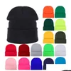 Bonnet / Skull Caps Chapeaux de laine de couleur pure pour hommes femmes Skl automne et hiver tricoté chapeau de pluvier 17 couleurs en gros livraison directe mode Dhmdv