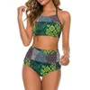 Women's Swimwear Patchwork Print Bikini Swimsuit Sexy Colorful High Waist Set Female Two Piece Feminine Bikinis Rave Beach Wear