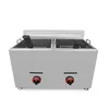 Food Processing Commercial Double Tanks Gas Heating Deep Frying Machine Fryer