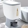 Botellas de almacenamiento Dispensador de arroz de 22 libras Gran capacidad Contenedor de grano sellado Tanque de alimentos secos Organizador de cocina con tapa Taza medidora