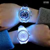 Светящиеся бриллиантовые часы США, модные тенденции, мужские и женские часы, цветные светодиодные желеобразные силиконовые Женевские прозрачные студенческие браслеты wa290Q