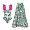 Kvinnors badkläder 2024 Blomma en bit baddräkt med täckning av lyxiga kvinnor grimma monokini bodysuit rosa baddräkt bad strand slitage