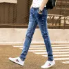 FI Herren Jeans Hosen Stretch Dunkelblaue Röhrenjeans für Männer Casual Slim Fit Denim Hosen Koreanischer Stil Männliche Hosen Jeans L9Y6 #