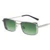 Okulary przeciwsłoneczne modne produkt Produkt Square Kobiety Spersonalizowane srebrna rama zielona soczewki okulary męskie