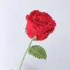 Decorative Flowers 1Pc Simulated Handmade Rose Artificial Finished Wool Knitting Crochet Bouquet For Valentine's Day Gifts