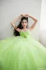 Eleganckie długie ukochane zielone sukienki celebrytów A-line tiul bez rękawów plisowana kostka koronka