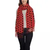 Sciarpe Sciarpa retrò a pois con nappa Scialle caldo rosso e nero Avvolgere le donne Testa personalizzata fai da te Foulard invernale casual