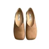 Casual Shoes Spring Winter Woman Slip On Ladies VintTage Square Toe Ballet Flats Low Heel Basic Retro Soft Loafers