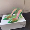 Amina Muaddi Maam Begum Crystal Decoration PVC Pumps Shoes High Heels Women's Luxury Designer Dress Shoes Party Slips Sandals Crystal Shoes