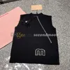 Unregelmäßige Reißverschlussweste Damen Blumendekoration Tanks Rundhalsausschnitt Strickwesten Designer ärmelloses T-Shirt