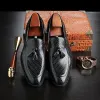 Shoes Men's Fashion Casual Split Leather Loafers Man business wave Leather Tessel Moccasins Shoes Luxury Brand Designer