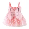 Mädchen Kleider Kinder Kleid Schmetterling Flügel Fee Mädchen Prinzessin Pailletten Großen Saum Mesh Kindergarten Leistung Sommer