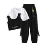 Childrens Casual Top och Vest Pants Set Teenager Girls Trackwear Clothing Fashion Big 3CPS 240318