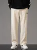 Зима густые теплые вельветовые спортивные штаны мужчина флисовая шнурка с прямыми брюками.