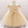 Robe asymétrique épaule dénudée en dentelle pour filles de 0 à 24 mois, tenue de fête de baptême, de princesse, pour anniversaire, 1 an