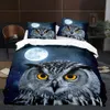 Owl Boys Youth Duvet Rei Rainha Cool Preto Nighthawk Safari Wildlife Tampe Cão de Bird Bird Animal Polyster Bedding Set