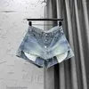 Saias Retro Lavado Cinza Denim Shorts para Mulheres Cintura Alta Culottes 2023 Único Breasted Jeans Pantskirt Qualidade Jean