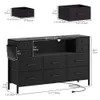 YITAHOME Charging Station, Stand 55'' TV, 10 Dresser Bedro, Media TV Console Table with Side Pockets & Hooks, Storage Fabric Drawer Unit for