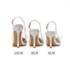 Sandaler Storlek 33-41 Vita kvinnors bröllopsskor Stiletto Heel Point Crystal Bow Toe Summer Bridal High Heels