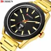 CURREN 2019 montres pour hommes Style décontracté horloge Date montre-bracelet à Quartz avec acier inoxydable Design classique cadran rond 44 mm270A