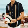 hawaiian Shirts For Men Vintage Summer Shirt Striped Shirt Short Sleeve Oversized Street Mens Designer Clothes Camisas De Hombre t7zP#