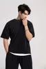 Miyake Plissee-T-Shirt für Herren, Sommerkleidung, kurzärmelig, schlichtes T-Shirt, modische schwarze Hemden, runder Kragen, Sport-Top 240311