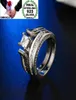 OMHXZJ toda la personalidad moda OL mujer chica fiesta regalo de boda circón de lujo conjunto de anillos de plata esterlina 925 RN1387579867