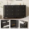 HOUROM Black Dresser, Modern 6 Drawer Double Dresser Bedroom with Gold Pulls, Wide Chest of Drawers for Living Room