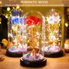 Decorative Flowers Rose Flower In Glass Dome Battery Powered Artificial LED Lamp Romantic Ambiance Light For Valentines Day Gift