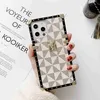 Mobiltelefonfodral Luxury Fashion Square Leather Case For iPhone 6 7 8 11 12 13 14 15 Plus Pro Max X XR XS Max Holder Sock Proof Cover Fundas Case H240326