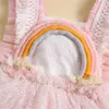 Girl Dresses Infant Baby Rainbow Lace Dress Mesh Sleeve Backless Tulle Tutu 3 6 12 18 Months Girls Summer