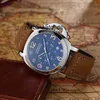 Designer horloges PAM Merk Luxe horloge Top Panerai Herenmode Lederen band Datum Multifunctioneel Casual Marina Waterdicht Horloges Roestvrij staal