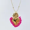 Pendant Necklaces 10Pcs Bohemia Sacred Heart Colorful Miyuki Beads Necklace Female Jewelry Gold Color Chain Christian For Women