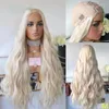 الباروكات الدانتيل OMBRE PLATINUM أشقر WAVY U Part 1x4 Middle Open Hair Hair Wig for Women Malaysian Remy 200ddensit