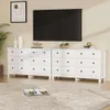 HOUROM White Dresser, Modern 6 Drawer Double Dresser Bedroom with Gold Pulls, Wide Chest of Drawers for Living Room