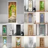 Klistermärken Creative Landscape Door Stickers Bedroom skjutdörr vardagsrum Självhäftande PVC WALLPAP Borttagbar renoveringsdekor klistermärke