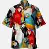 夏のフローラルオウム3Dプリントシャツ男性女性fiシャツシングルブレスト半袖ハワイアンシャツブラウスメンズ服＃＃