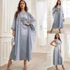 Ubranie etniczne Eid muzułmańskie kobiety 2 sztuki Abaya sukienka Dubai Ramadan cekiny maroko sukienki kaftan vestidos islam maxi modlitwa