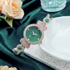 Live Women's Fashion Diamond Crown Small Green Quartz Bracelet Watch